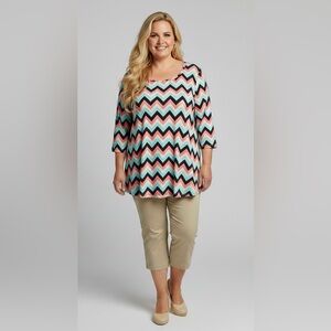MODA X Multicolored Chevron Print Tunic Top